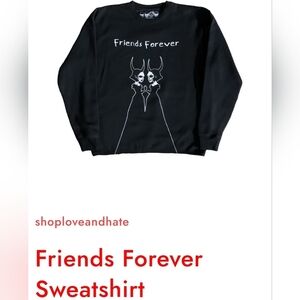 LOVE AND HATE FRIENDS FOREVER SWEATSHIRT. "TWO MIRRORED HORNED FIGURES" SIZE XL